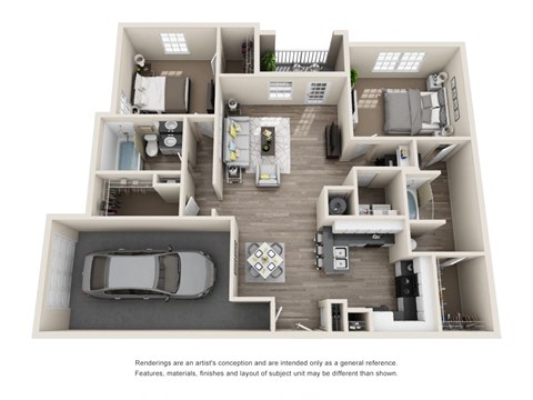 2x2 Floor Plan at Carrington Place at Wildewood, Columbia, SC  